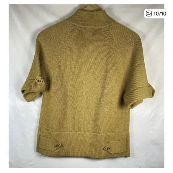 Forever 21 Mustard Wool Blend SnapCropped Short Sleeve Cardigan Women Medium - Picture 10 of 10